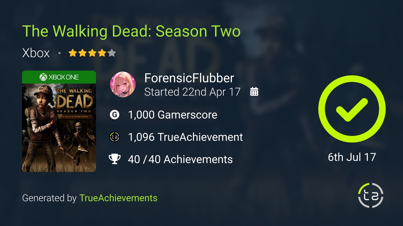 The Walking Dead Season Two achievement summary